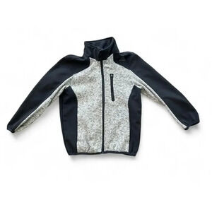 Reebok Boys Full Zip Up Jacket Mock Neck Gray Charcoal Gray Pockets Size 5/6